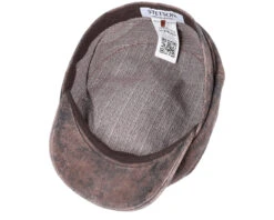 6-panel Cap Pigskin Brown Flat Cap - Stetson -Stetson 4063633098437 4