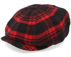 Hatteras Shadow Plaid Red/Black Flat Cap - Stetson
