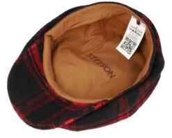 Hatteras Shadow Plaid Red/Black Flat Cap - Stetson -Stetson 4063633107375 4