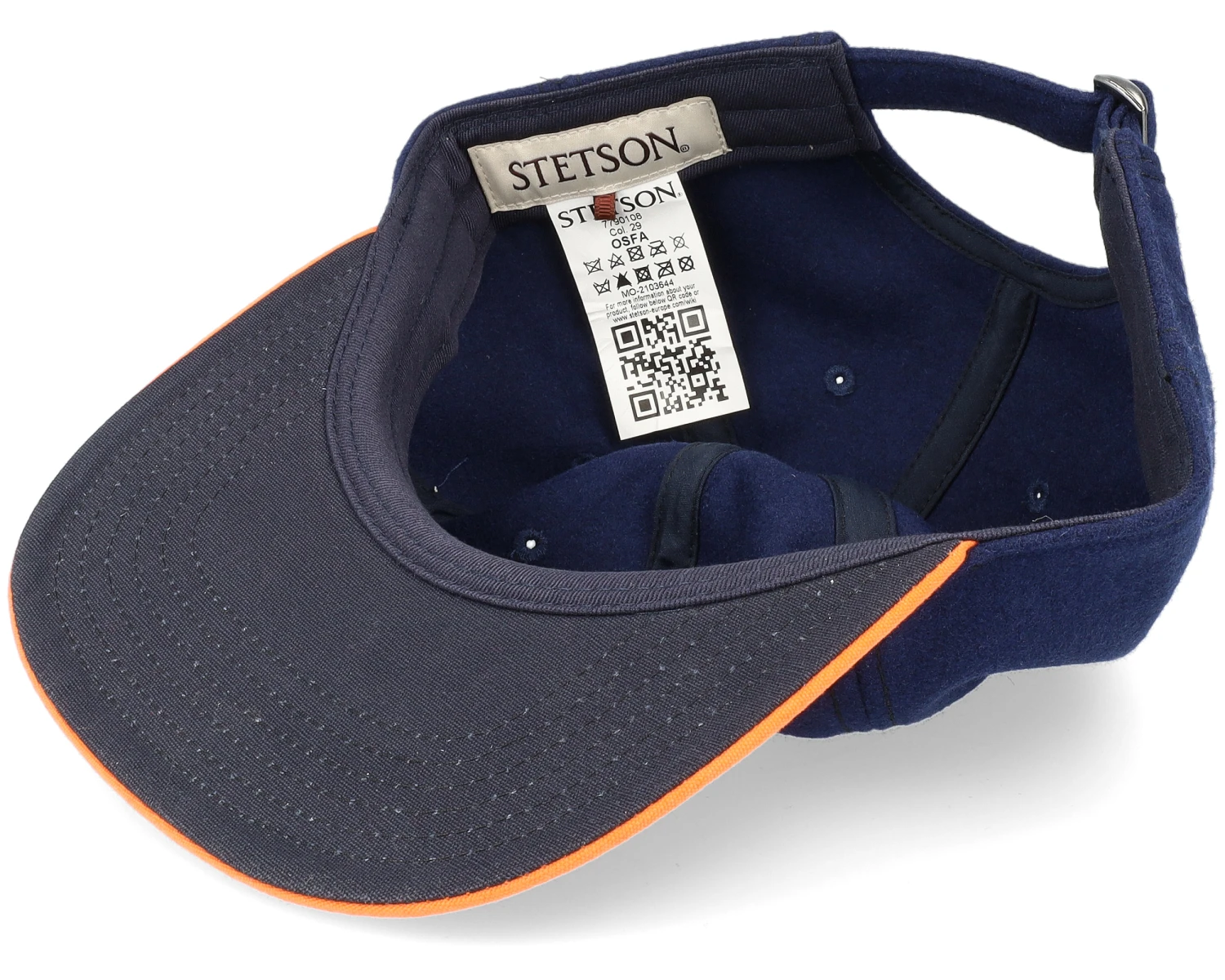 Baseball Cap Retro Script 29 Navy/Orange Strapback - Stetson 7 Baseball Cap Retro Script 29 Navy/Orange Strapback - Stetson - Image 5