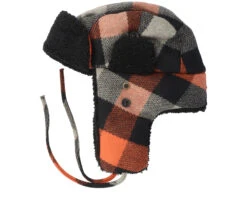 Bomber Cap Wool Check Black/Orange Trapper - Stetson