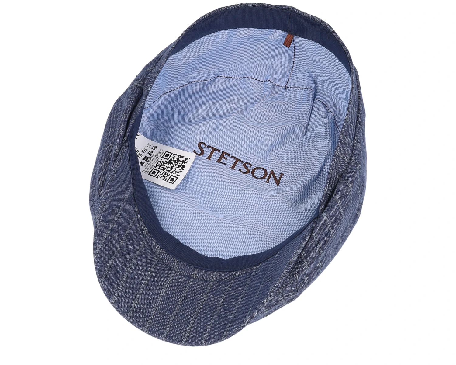 Hatteras Linen Pinstripe Blue Flat Cap - Stetson 6 Hatteras Linen Pinstripe Blue Flat Cap - Stetson - Image 4
