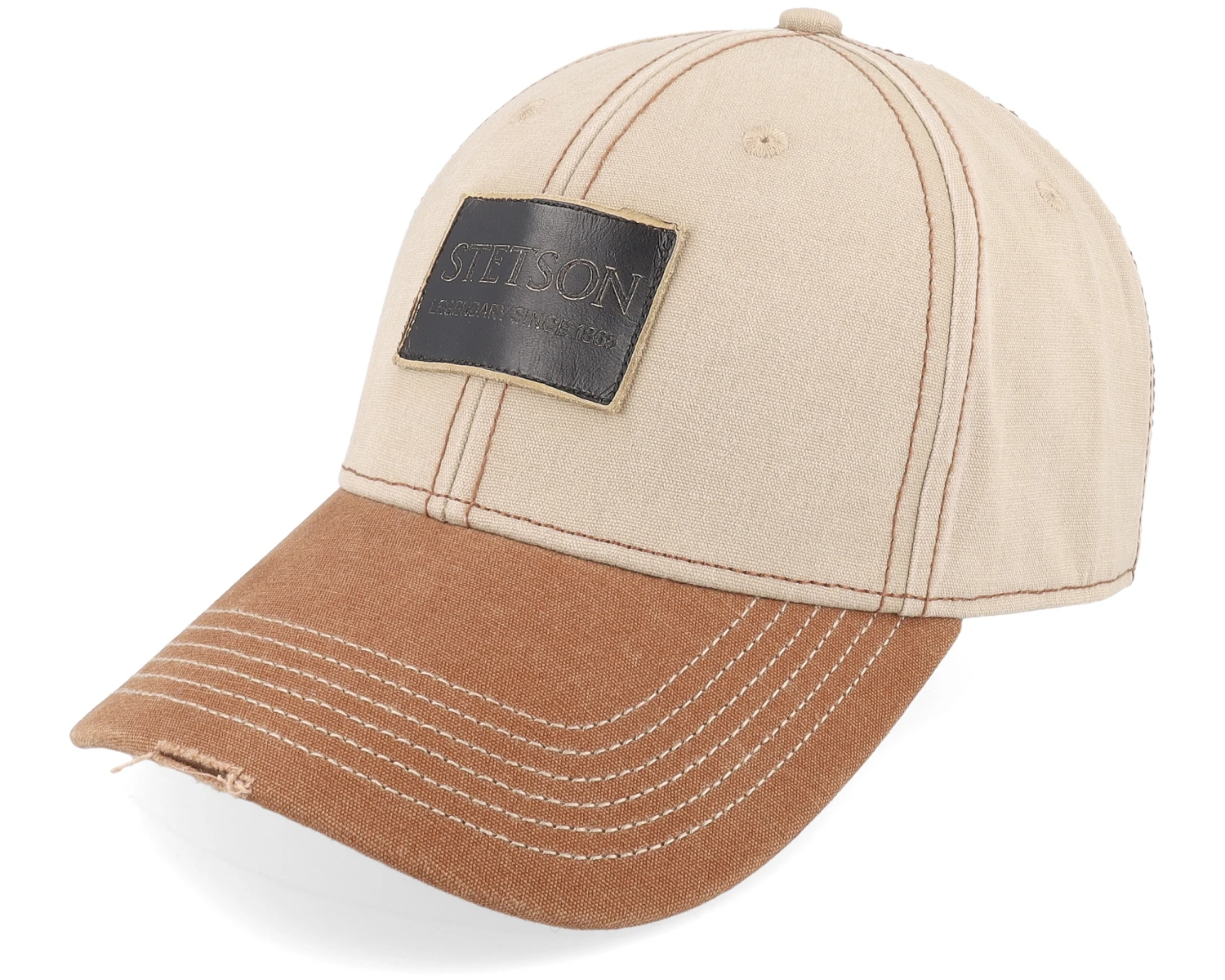 Baseball Leather Patch Vintage Beige Adjustable - Stetson 3 Baseball Leather Patch Vintage Beige Adjustable - Stetson