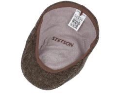 Texas Wool Herringbone Brown Flat Cap - Stetson -Stetson 4063633145094 4