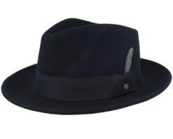 Woolfelt Metal Feather Black Fedora - Stetson