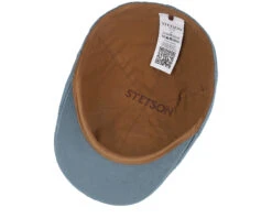 Texas Waxed Cotton Light Blue Flat Cap - Stetson -Stetson 4063633149535 4