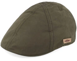 Texas Waxed Cotton Dark Green Flat Cap - Stetson