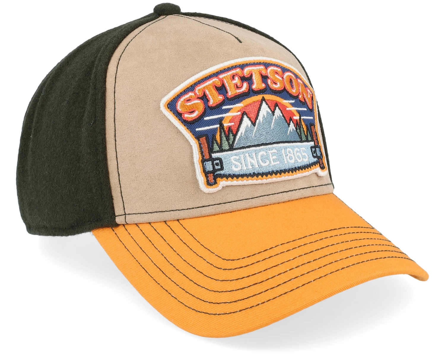 Cap Hacksaw Beige/Dark Green/Yellow Trucker - Stetson 4 Cap Hacksaw Beige/Dark Green/Yellow Trucker - Stetson - Image 2